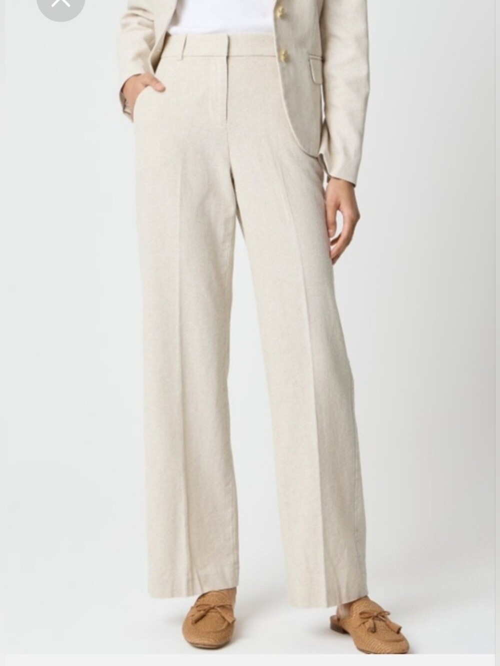 J.Crew Linen-blend Remy full-length Classic Wide-Leg Linen-Blend Pants Sz 6 $148